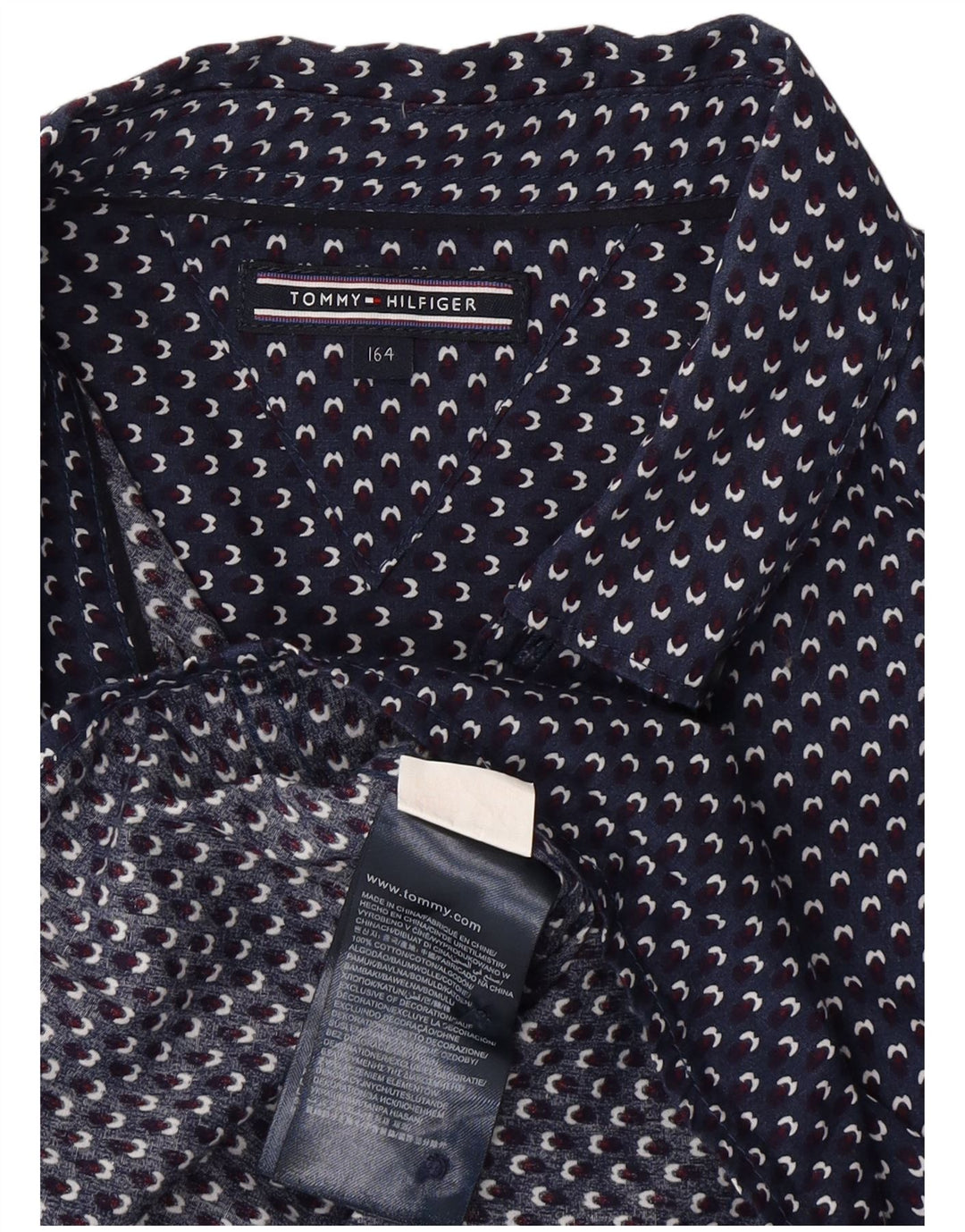 TOMMY HILFIGER Chłopięca koszula w abstrakcyjny wzór 13-14 lat, granatowa, bawełniana