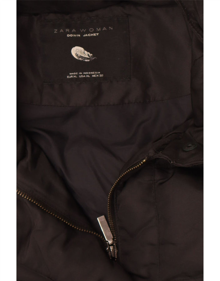 Ocieplany płaszcz damski Zara UK 18 XL, czarny
