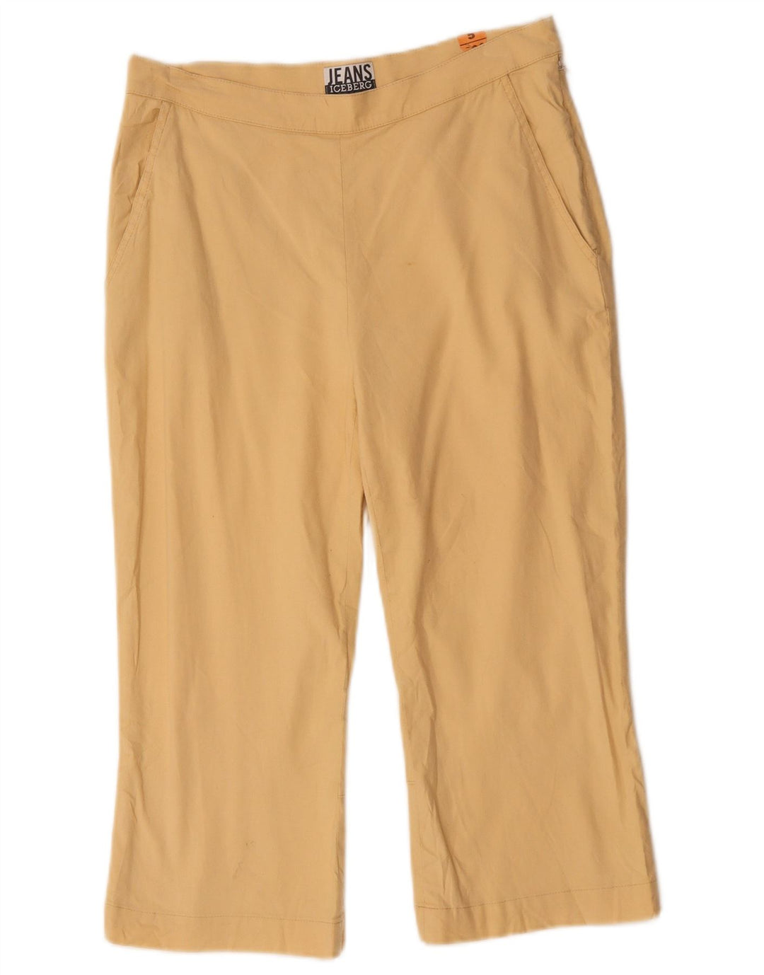 Damskie spodnie Capri Iceberg IT 44 Medium W30 L19 Beżowe lniane
