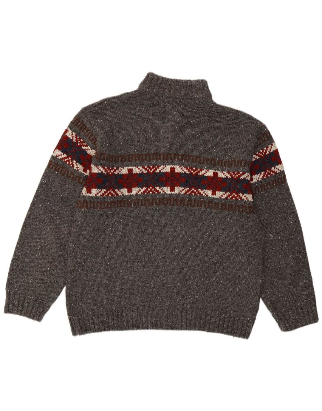 Męski sweter C&A z zamkiem błyskawicznym, duży, szary, akryl Fair Isle