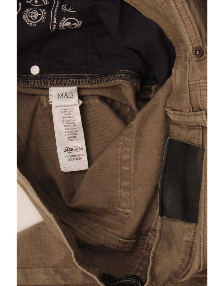 Marks & Spencer Męskie jeansy slim W34 L29, bawełna khaki