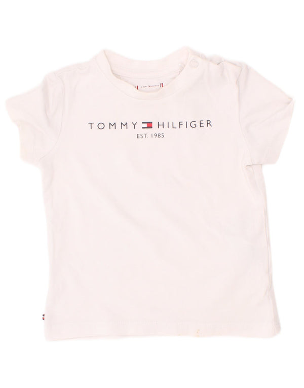 Tommy Hilfiger Chłopięcy T-shirt z grafiką na 9-12 miesięcy, biała bawełna