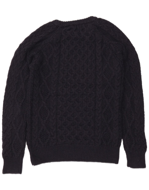Zara Męski sweter z dekoltem w łódkę, duży, granatowy, wełniany