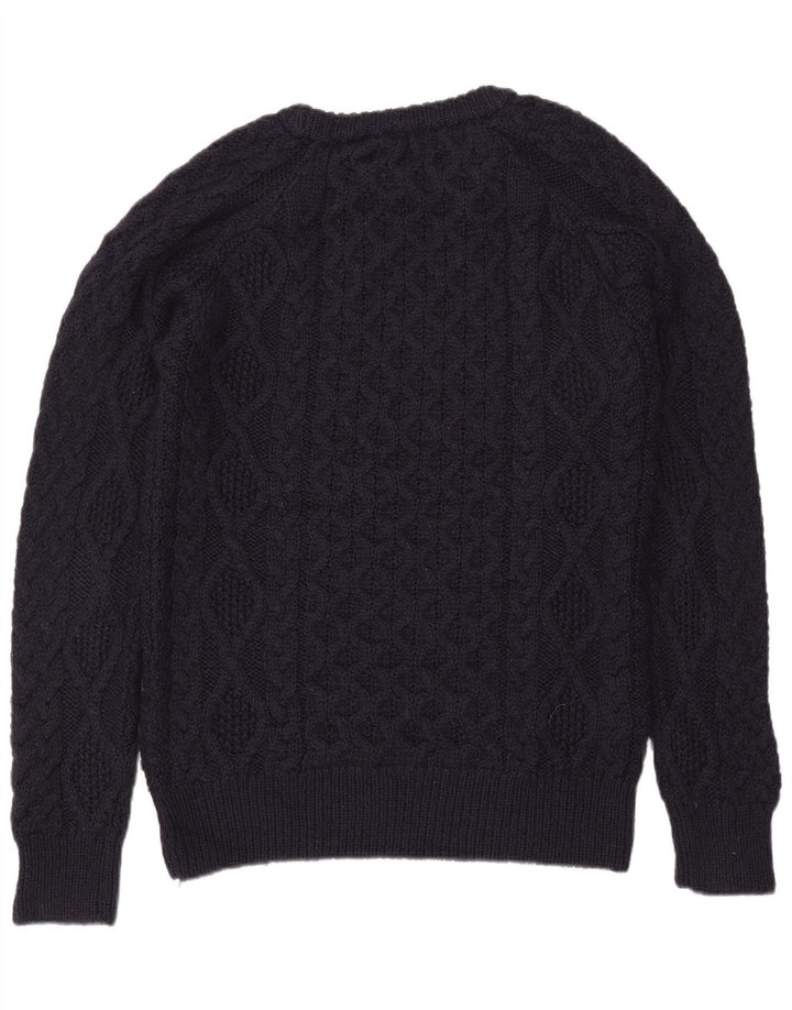 Zara Męski sweter z dekoltem w łódkę, duży, granatowy, wełniany