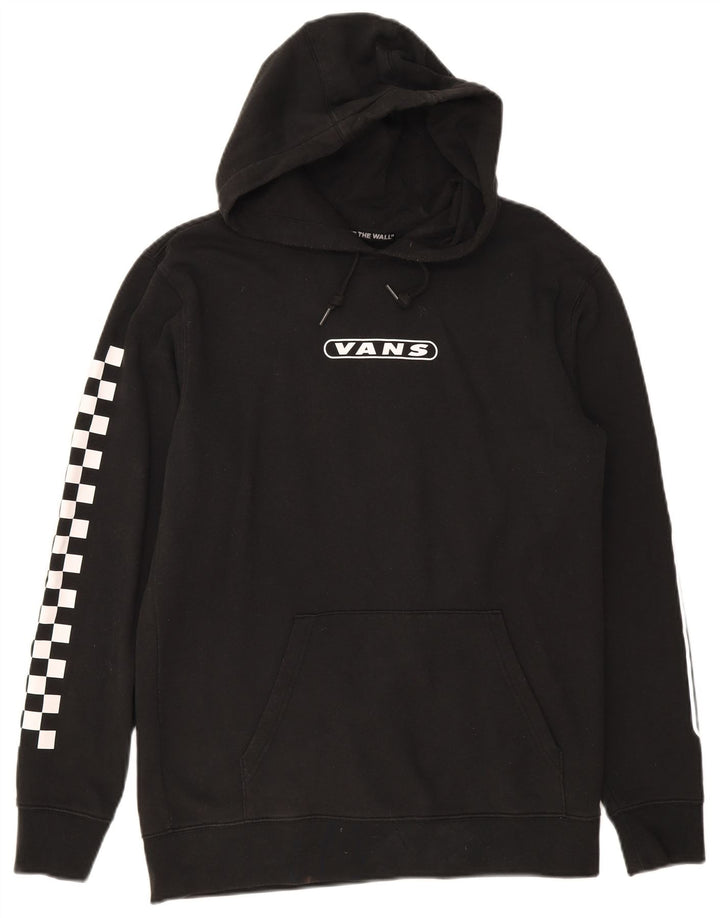 VANS Mens Graphic Hoodie Jumper Small Black Cotton