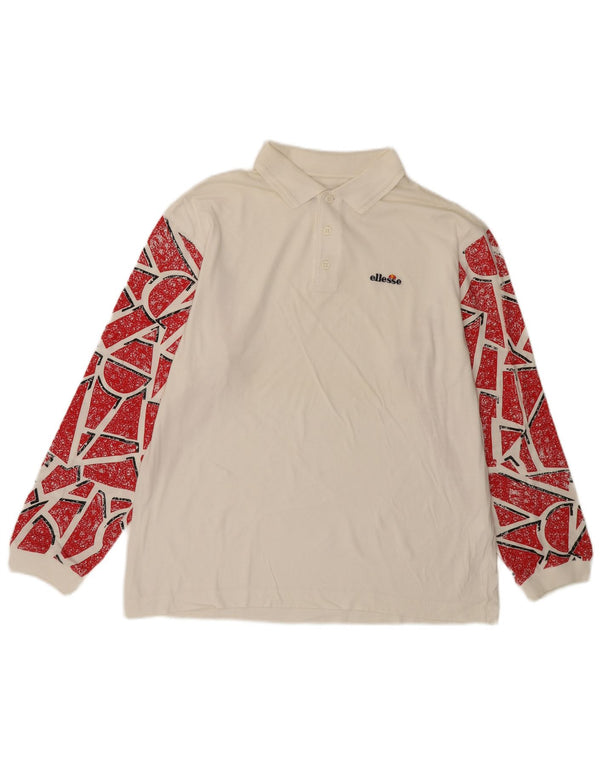 Męska koszulka polo z długim rękawem ELLESSE IT 50 Średniobiała, geometryczna bawełna