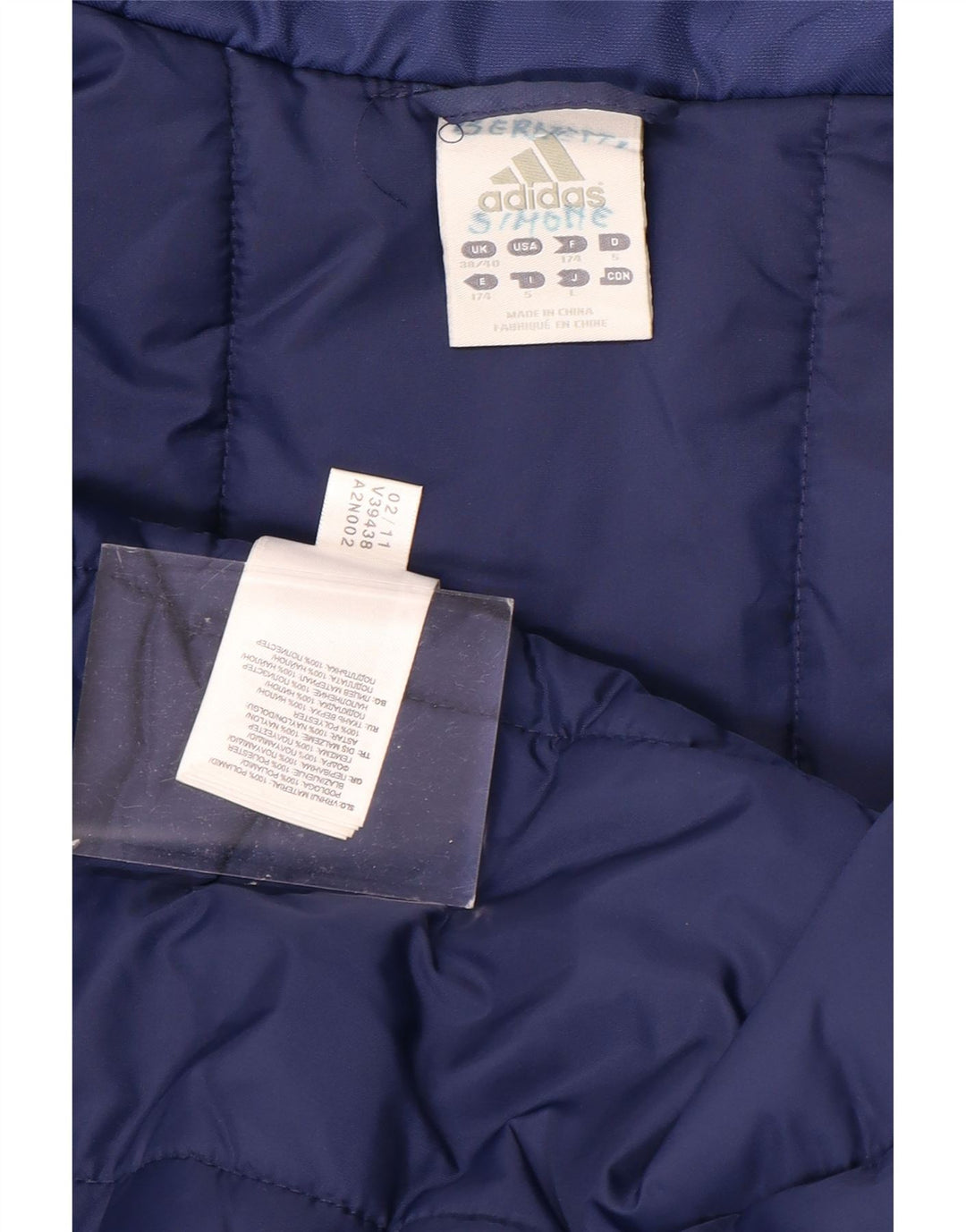 Męski ocieplany płaszcz ADIDAS Graphic UK 38/40 Średni niebieski poliamid