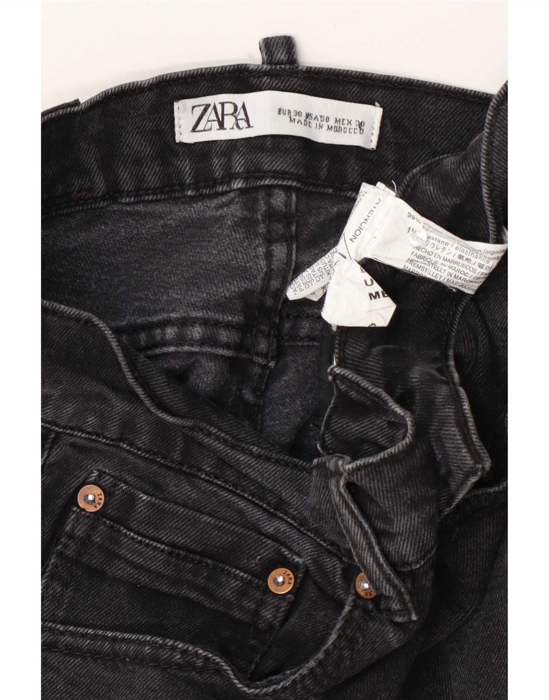 Męskie jeansy slim fit Zara EU 38 Small W30 L30 Czarna bawełna