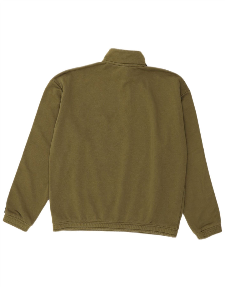 ADIDAS Womens Oversized Zip Neck Sweatshirt Jumper UK 10 Small Khaki