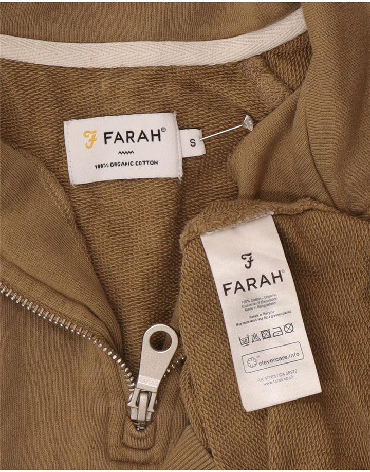 Farah Męski sweter z zamkiem 1/4, mały, zielony, bawełniany