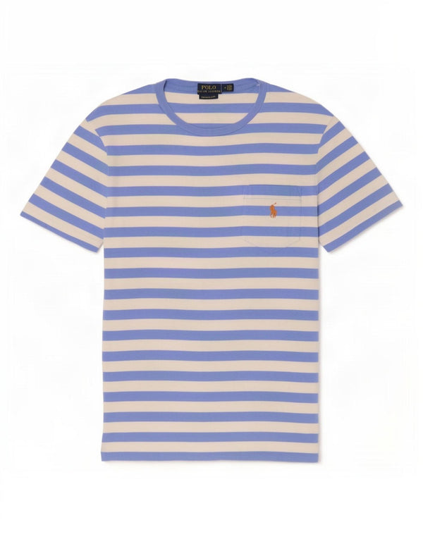 Koszulka męska Polo Ralph Lauren Custom Slim Fit Top w średnie niebieskie paski