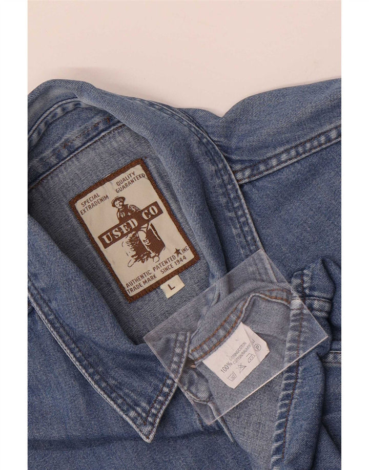Męska koszula dżinsowa w stylu vintage, duża, niebieska, bawełniana
