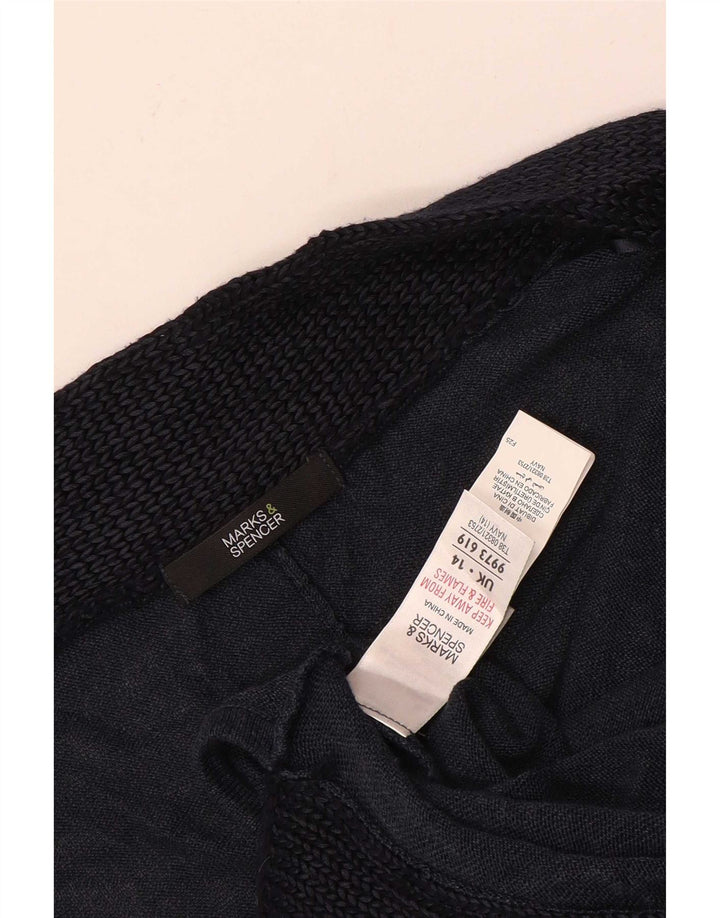Marks & Spencer Damski sweter poncho UK 14, średni granatowy, blok kolorów