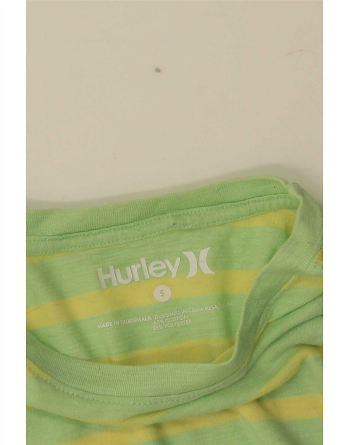 T-shirt męski Hurley Top, mały, zielony, bawełniany w paski