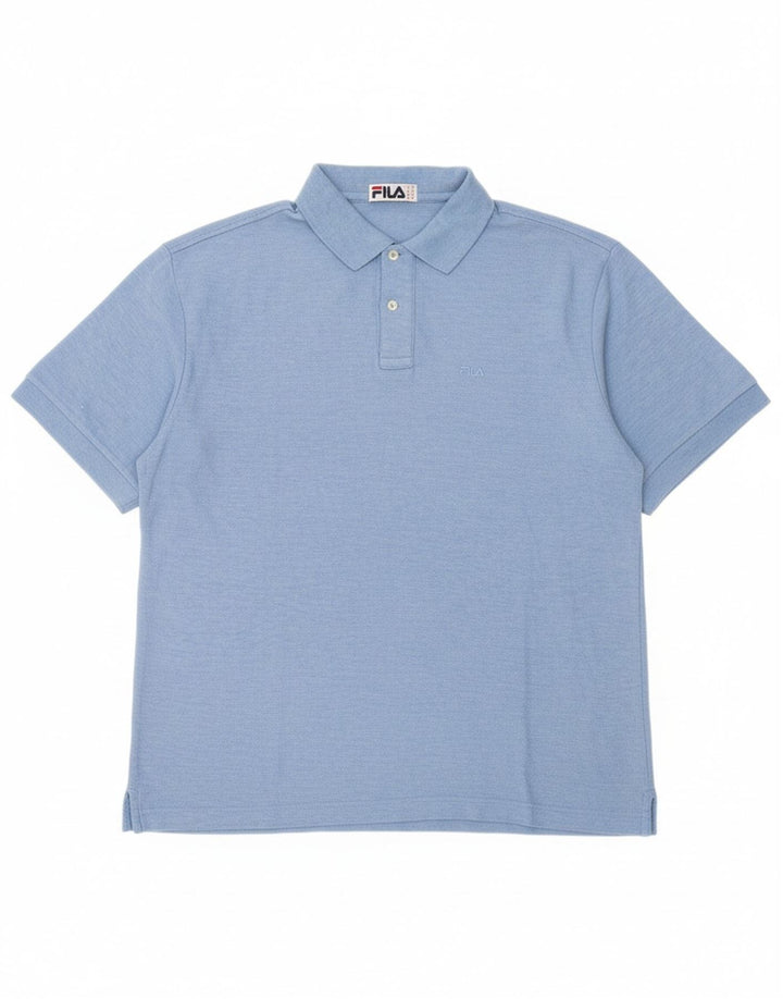 FILA Mens Polo Shirt IT 50 Medium Blue Cotton