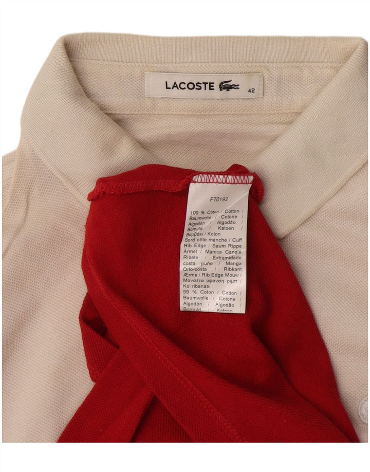 Damska koszulka polo LACOSTE, rozmiar 42, duża, bawełniana w kolorze czerwonym