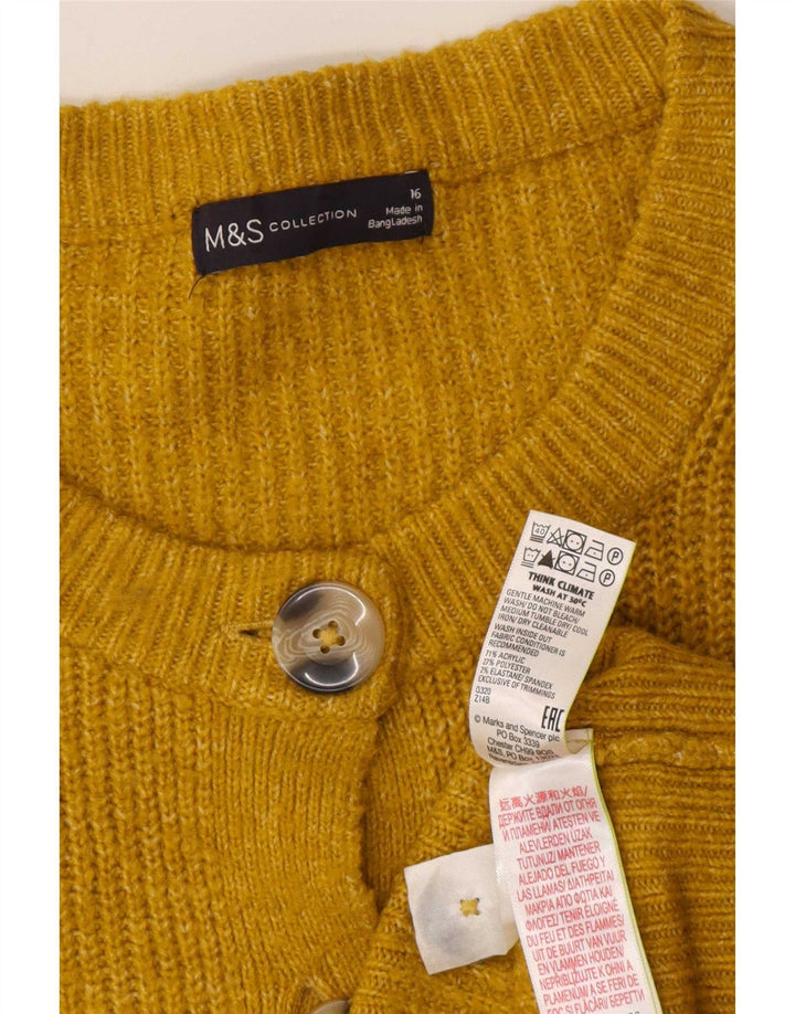 Marks & Spencer Damski sweter rozpinany UK 16, duży, żółty akryl