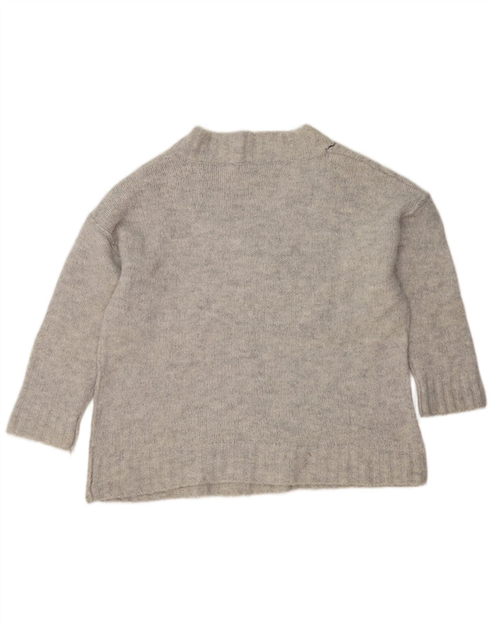 Sweter damski Zara Oversize z dekoltem w kształcie litery V, UK 10, mały, szary, akrylowy