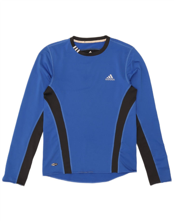 Adidas Męskie Climacool Top z długim rękawem, mały niebieski poliester z blokami kolorów