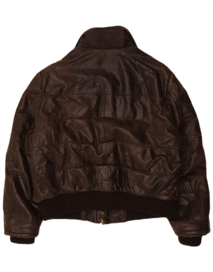 Vintage męska kurtka skórzana bomber IT 54 2XL brązowa skóra