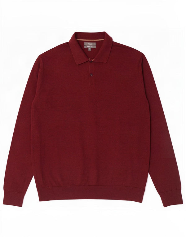 Marks & Spencer Męski sweter polo XL, bordowy, bawełniany