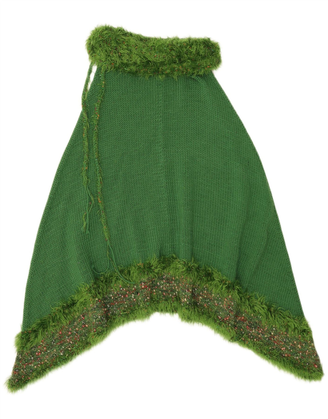 Vintage damski sweter poncho w jednym rozmiarze, zielony