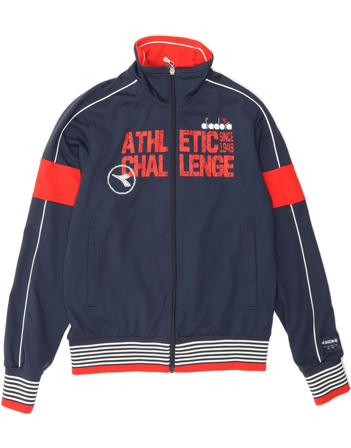 DIADORA Womens Tracksuit Top Jacket IT 42 Medium Navy Blue Colourblock Vintage Diadora and Second-Hand Diadora from Messina Hembry 