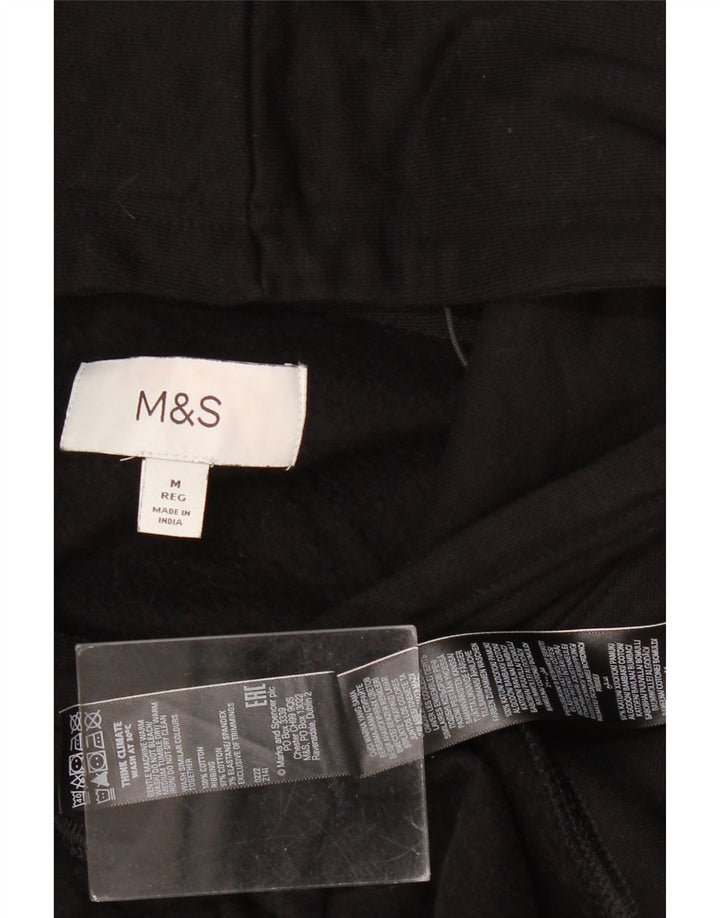 Marks & Spencer Męski sweter z kapturem, średniej wielkości, czarny, bawełniany