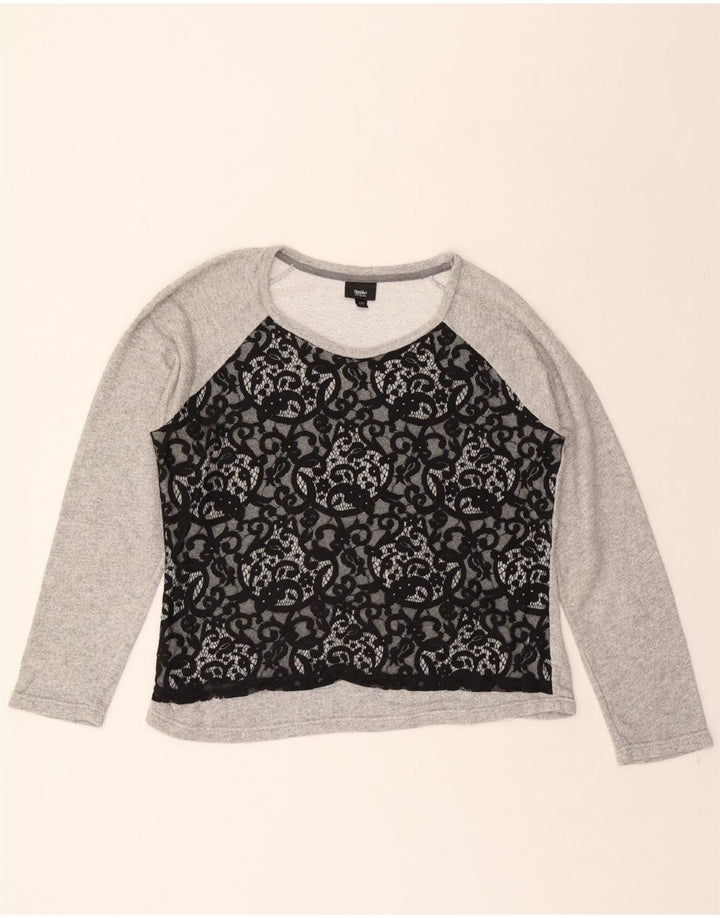 MOSSIMO Womens Top Long Sleeve UK 18 XL Grey Paisley Cotton Vintage Mossimo and Second-Hand Mossimo from Messina Hembry 