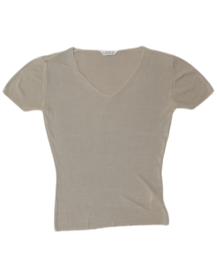 Marks & Spencer Damska koszulka oversize Top UK 10, mała, szara, jedwabna
