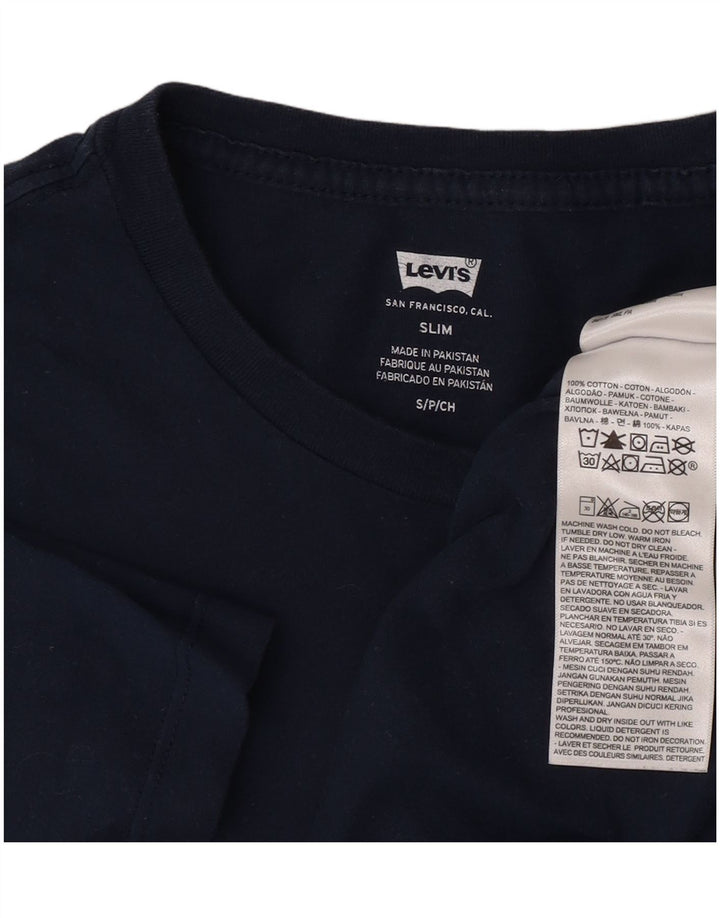Męski T-shirt Levi's Slim Fit, mały, granatowy, bawełniany