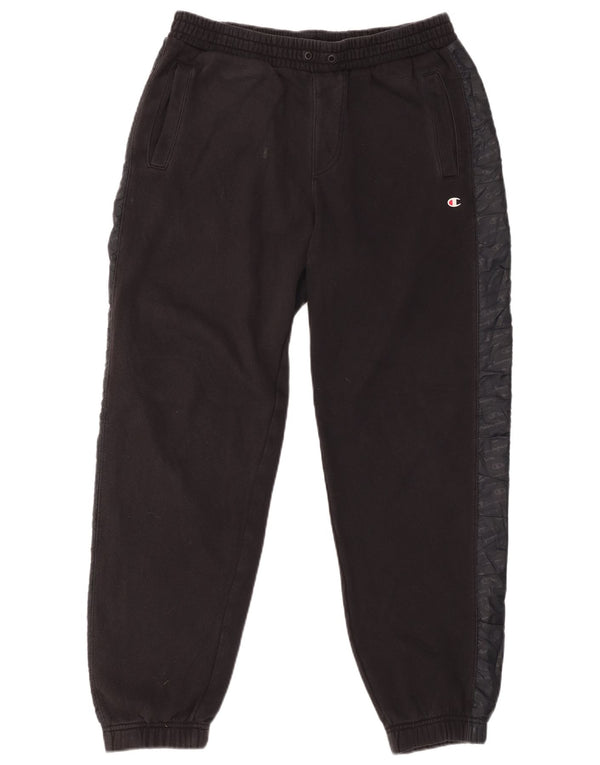 CHAMPION Mens Graphic Tracksuit Trousers Joggers Large Black Colourblock