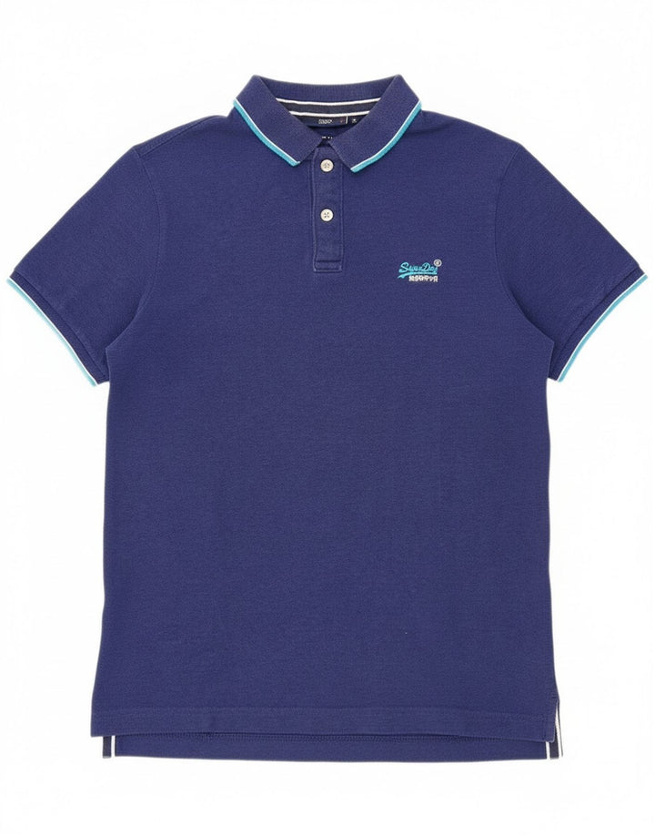 Męska koszulka polo Superdry, duża, niebieska, bawełniana