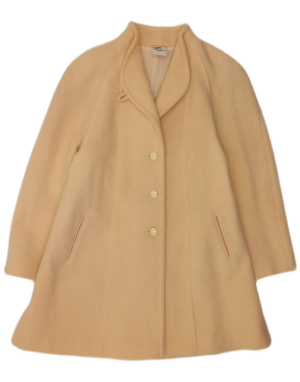 Płaszcz damski w stylu vintage UK 14, duży, beżowy, nowa wełna