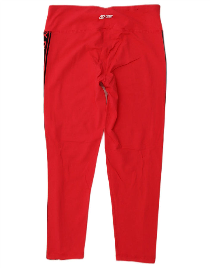 Damskie legginsy Capri DKNY z grafiką UK 16, duże, różowe, bawełniane z blokami kolorów