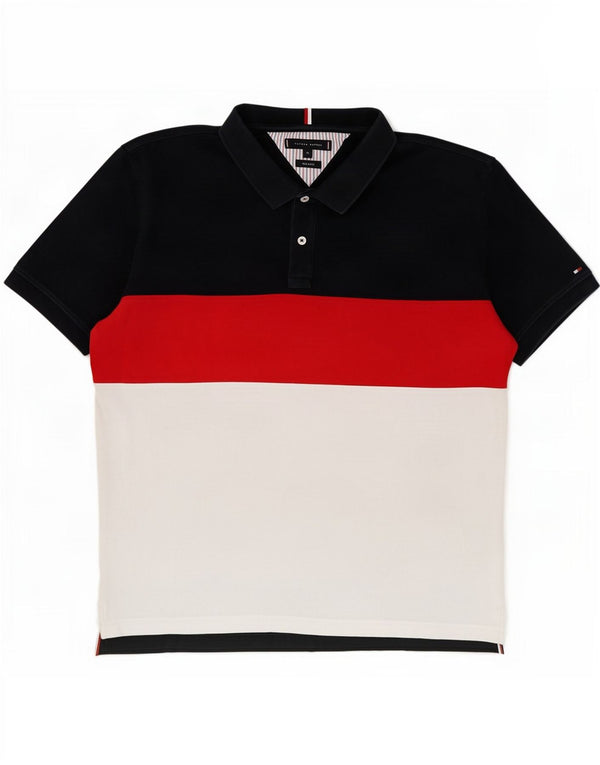 Męska koszulka polo Tommy Hilfiger o regularnym kroju XL Granatowa, bawełniana w bloki kolorów