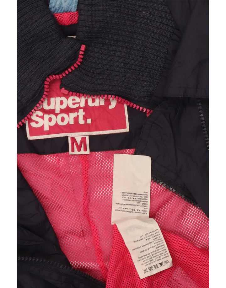Damska dwurzędowa kurtka przeciwdeszczowa Superdry UK 12, średni granatowy nylon