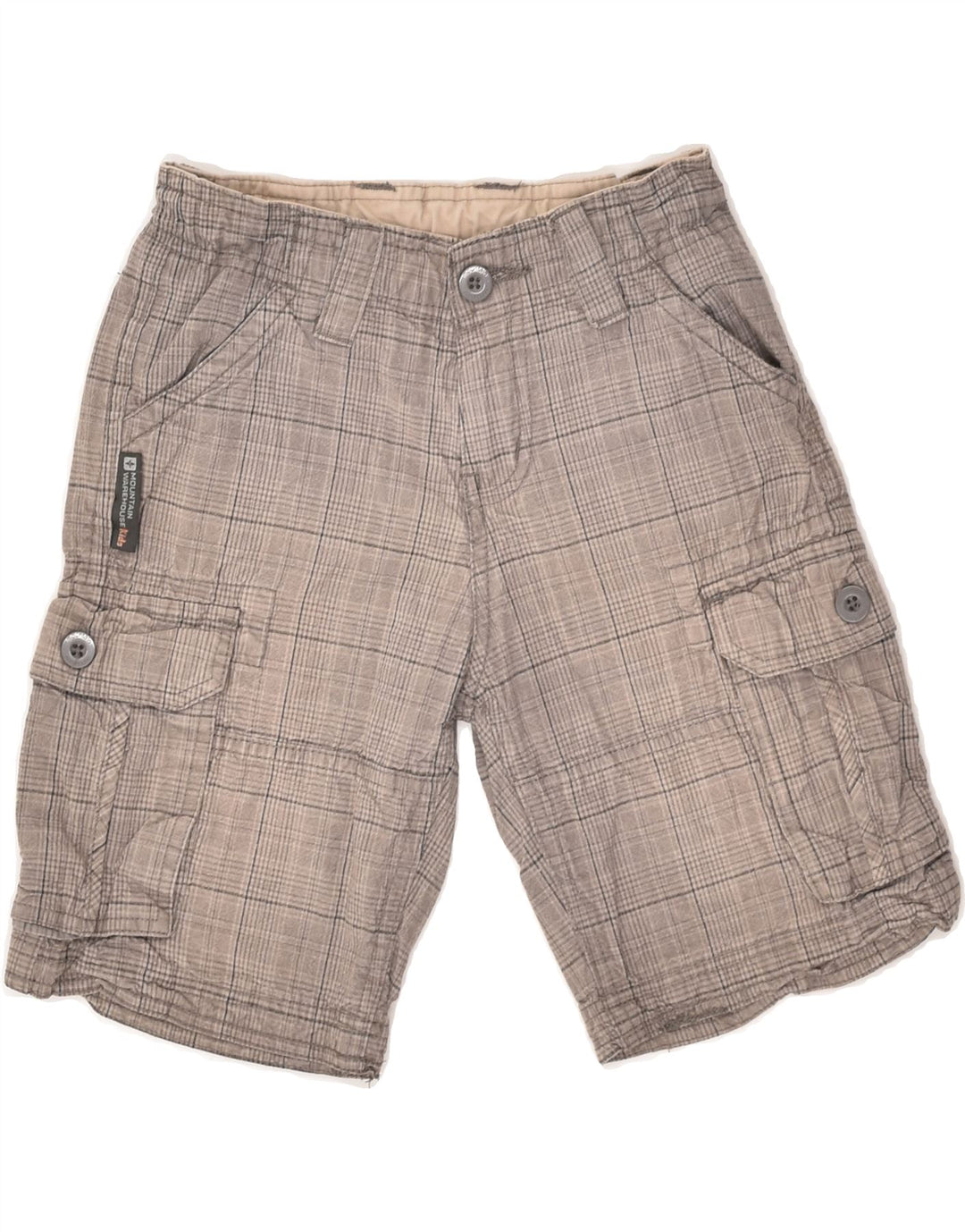 MOUNTAIN WAREHOUSE Chłopięce spodenki cargo 7-8 lat W22 Szara bawełniana krata