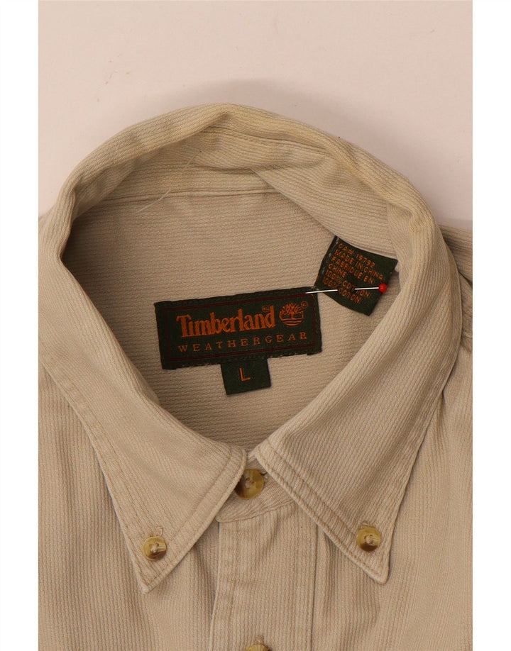 Męska koszula sztruksowa Timberland, duża, beżowa, bawełniana