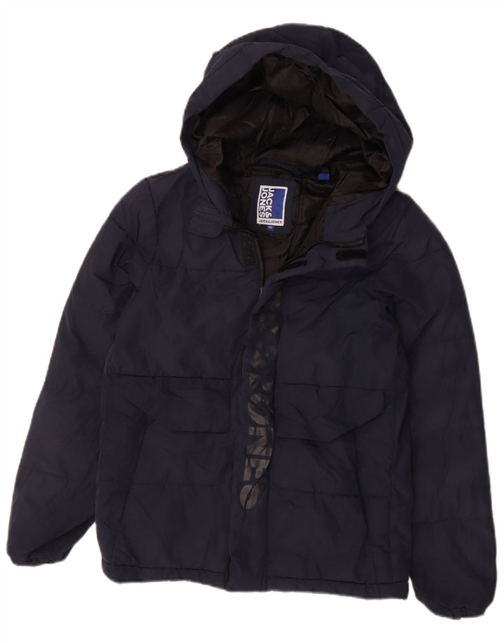 Kurtka chłopięca z kapturem i grafiką Jack & Jones, 11-12 lat, granatowa