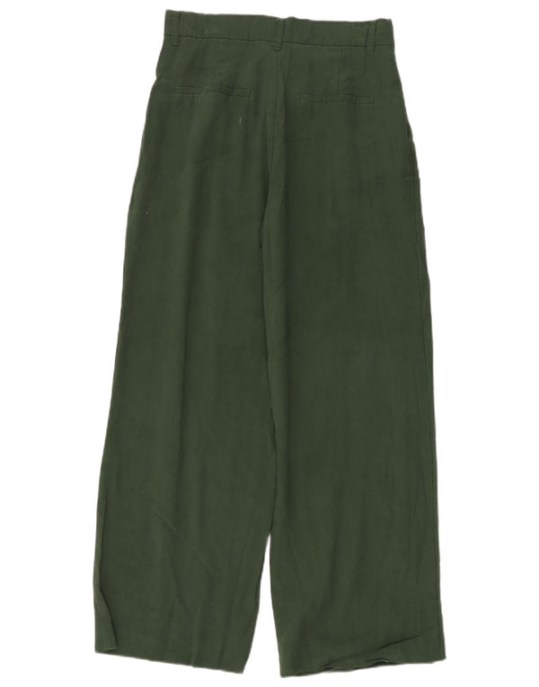 Damskie spodnie chino z wysokim stanem i szeroką nogawką Zara, małe W26 L28 zielone