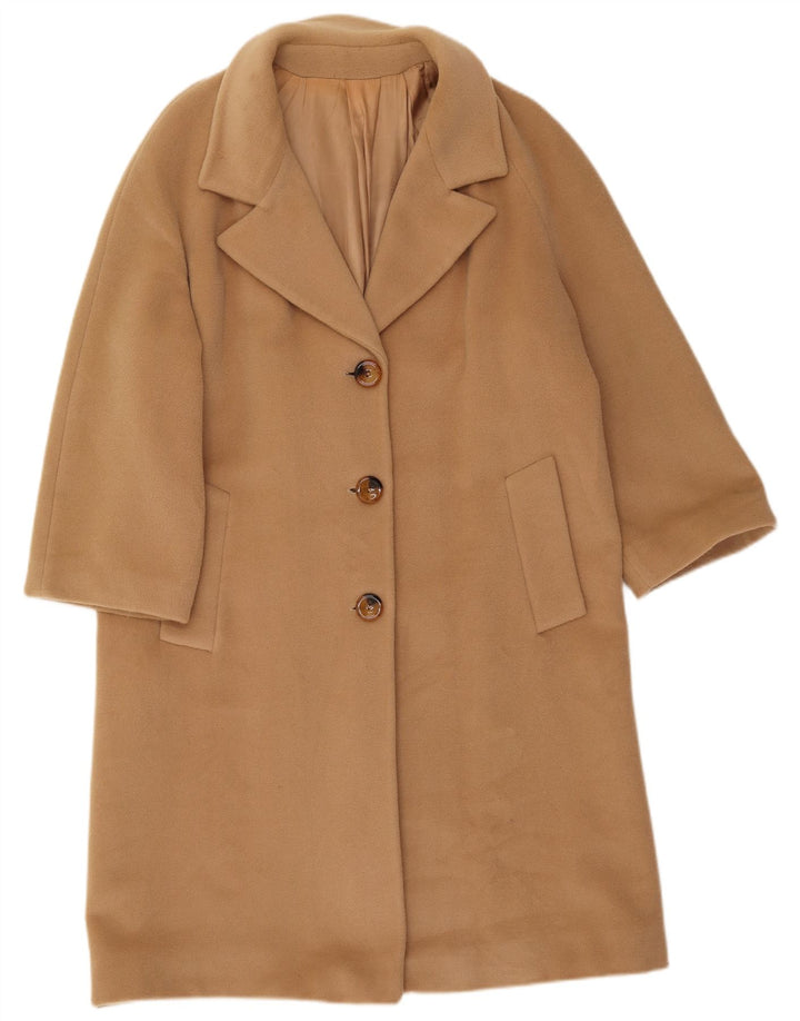 Vintage damski płaszcz oversize IT 40 Small Beżowa wełna
