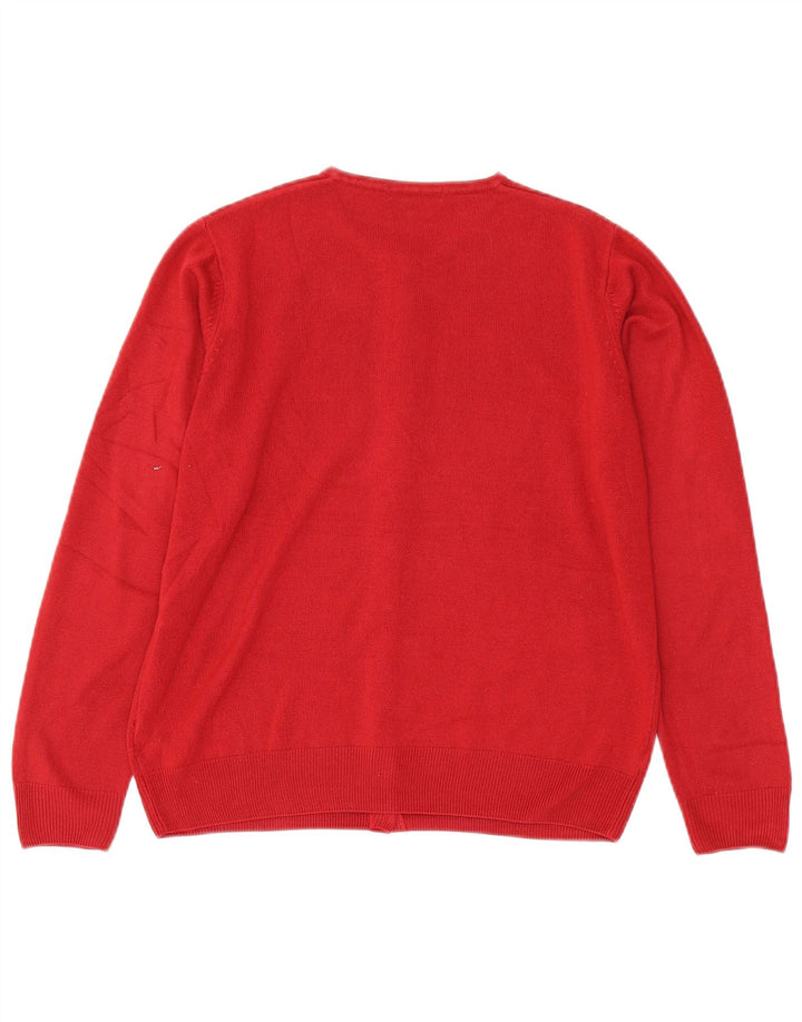 Marks & Spencer Damski sweter rozpinany UK 14 Średni czerwony kwiatowy akryl