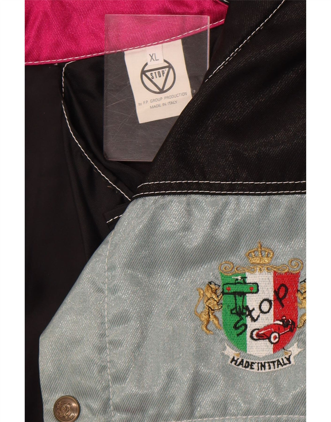 Męska kurtka użytkowa Vintage UK 42 XL Różowy poliamid z blokami kolorów