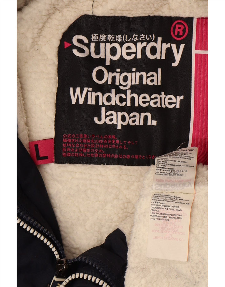 Damska wiatrówka Superdry UK 16, duża, granatowa, nylonowa