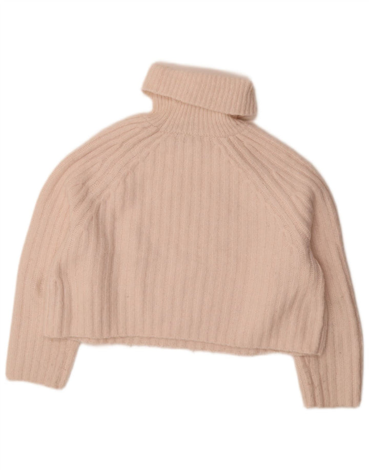 Damski sweter Zara Crop Oversize z golfem UK 6 XS Różowy poliester