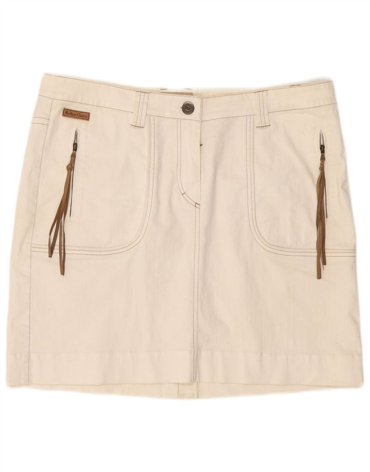 MARLBORO CLASSICS Damska mini spódniczka z wysokim stanem EU 50 3XL W36 Biała bawełna