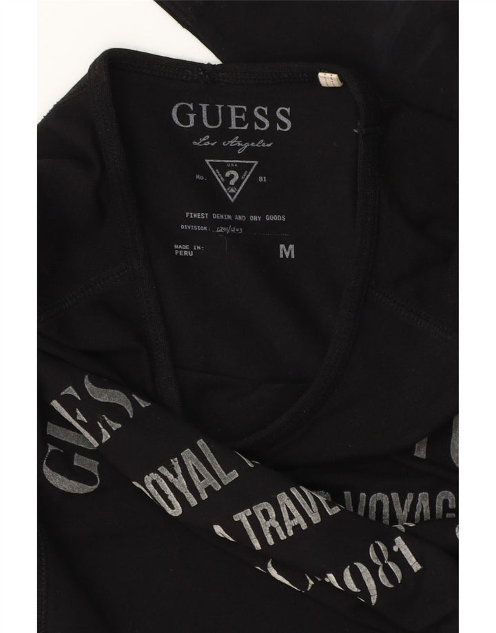 Męski T-shirt Guess z długim rękawem i grafiką, średni czarny