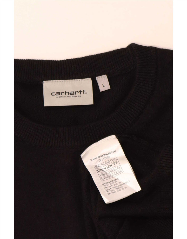 Męski sweter Carhartt z okrągłym dekoltem, duży, czarny, bawełniany