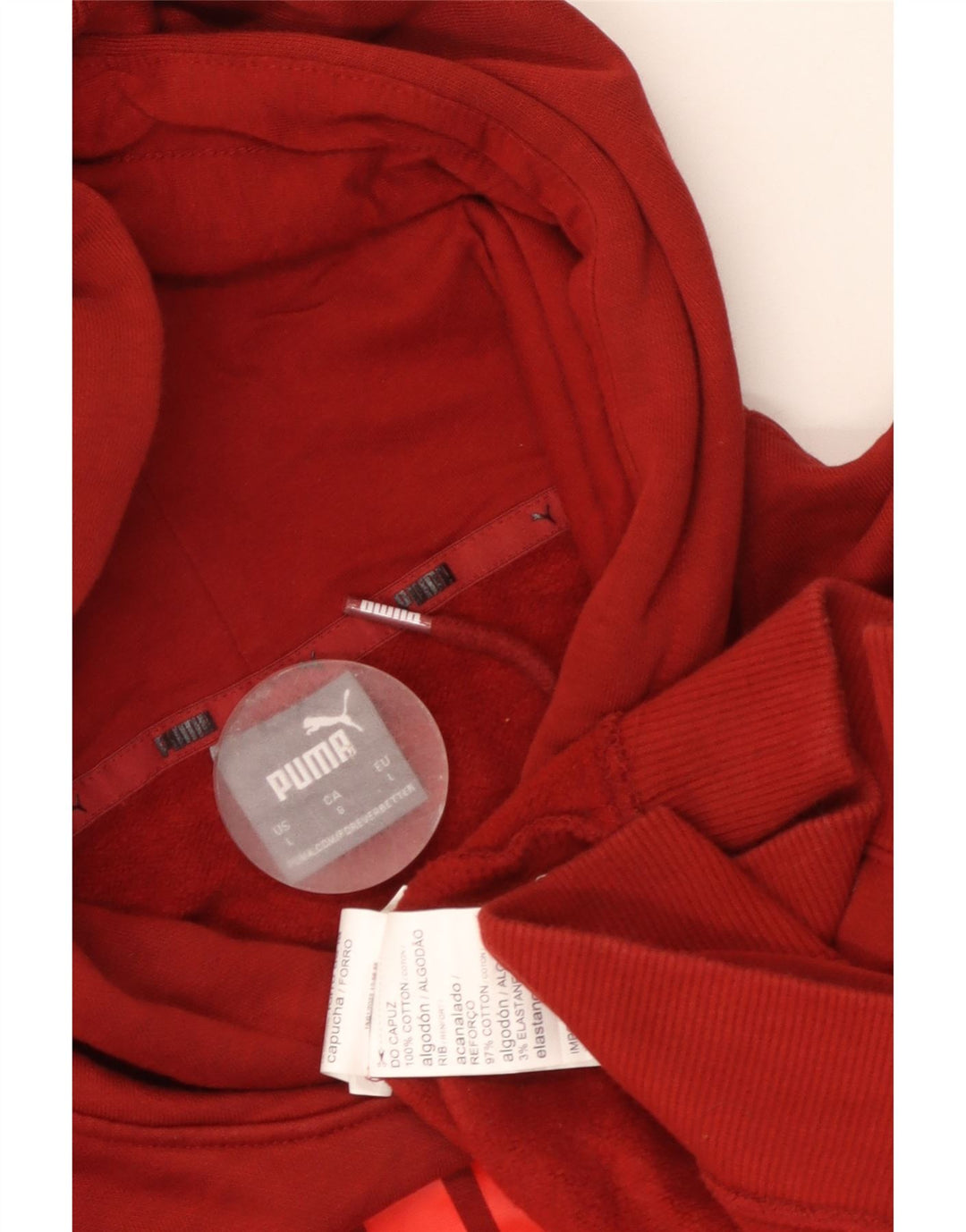 Męski sweter z kapturem Puma z grafiką, duży, czerwony, bawełniany